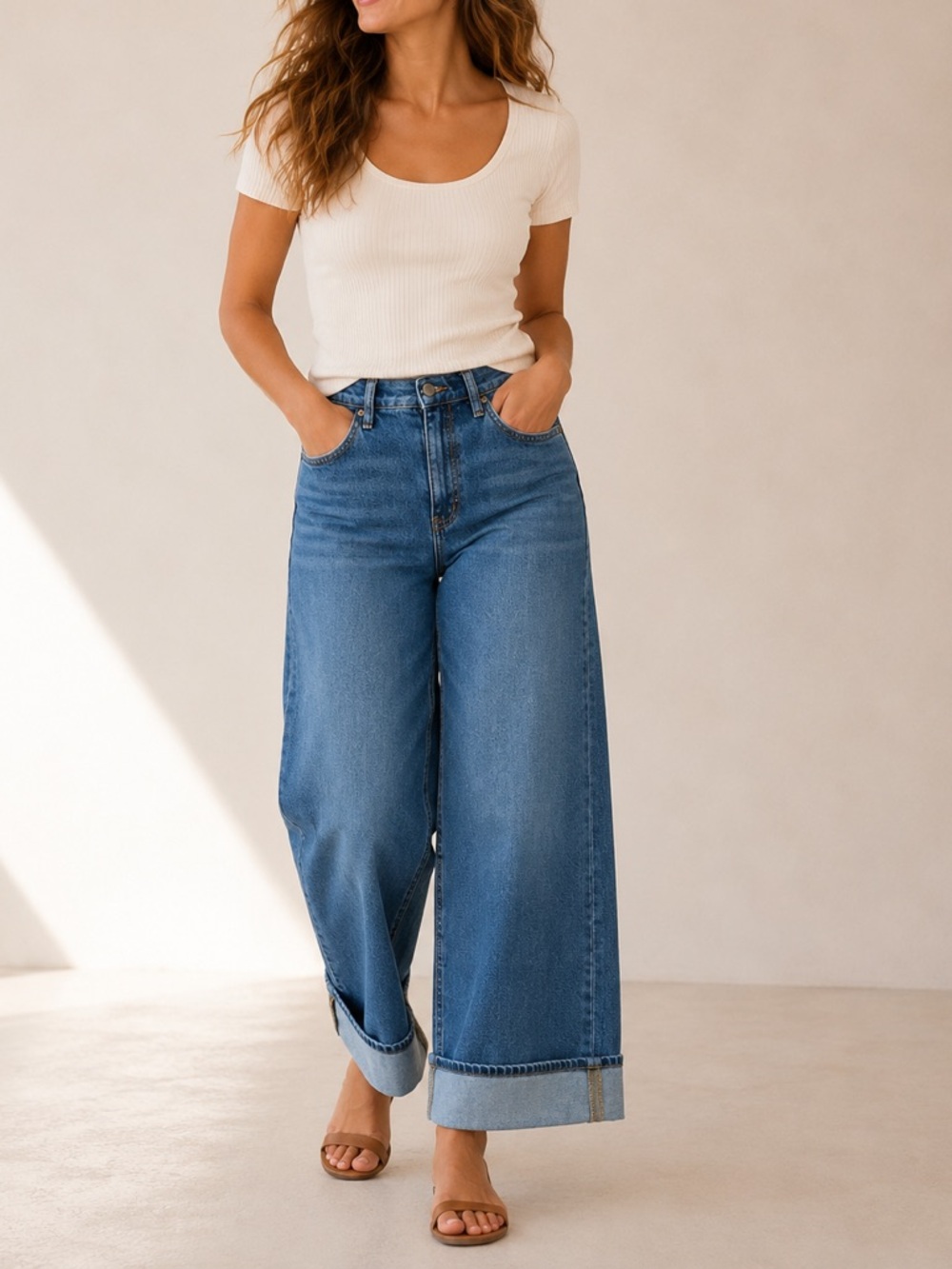 Jessica Simpson Freesia High Rise Wide Leg Cropped Jeans Size 10